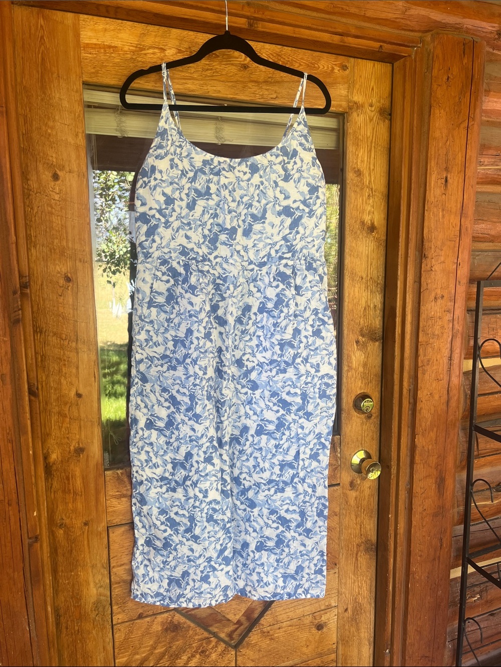 Quince Blue and White Floral Slip Dress